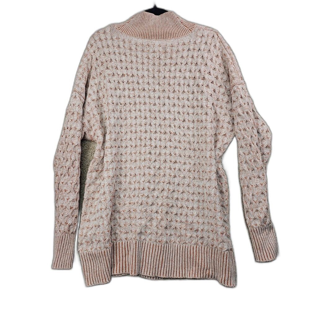 Knox Rose Chunky Knit Mock Turtleneck Sweater XL Cream Peach Boho Cozy - Picture 3 of 10